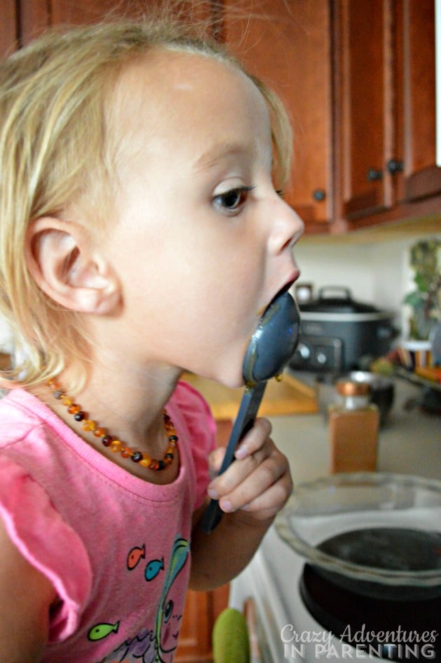 licking the honey spoon
