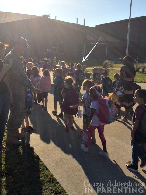 lined up ready to enter school