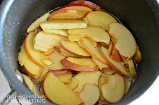 simmering apple slices