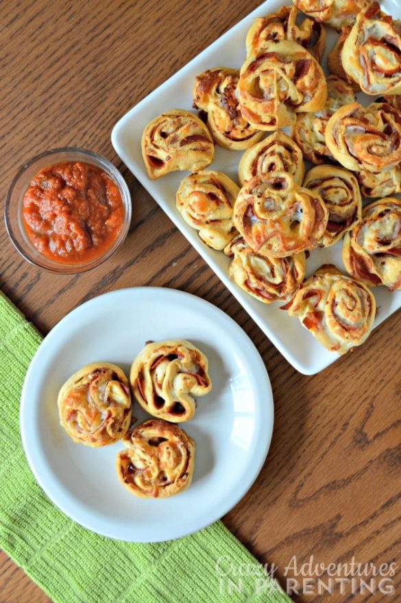 Homemade Pizza Rolls served Homemade Pizza Rolls served