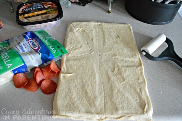 homemade pizza rolls - roll out the dough