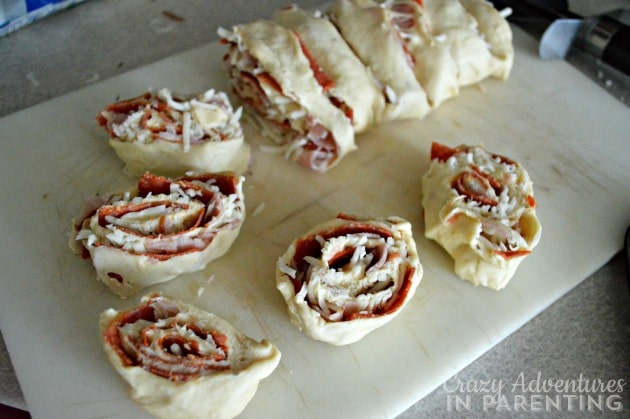 homemade pizza rolls sliced