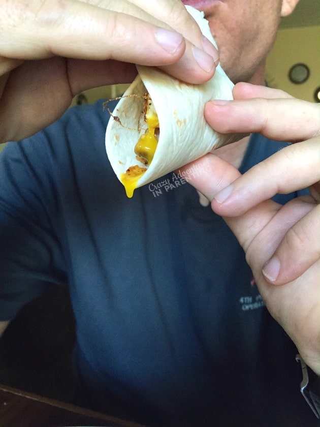 Breakfast Wrap oozing egg out the side