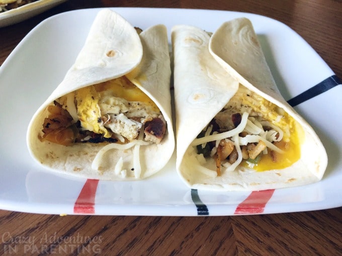 Breakfast egg wraps with over-easy eggs yummm