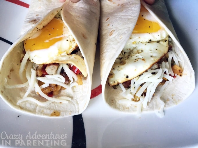 Sunny side up egg breakfast wrap