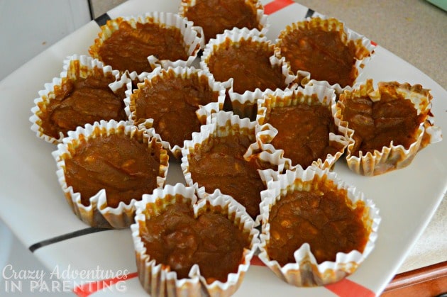 cooled pumpkin pie cupcakes ready to refrigerate