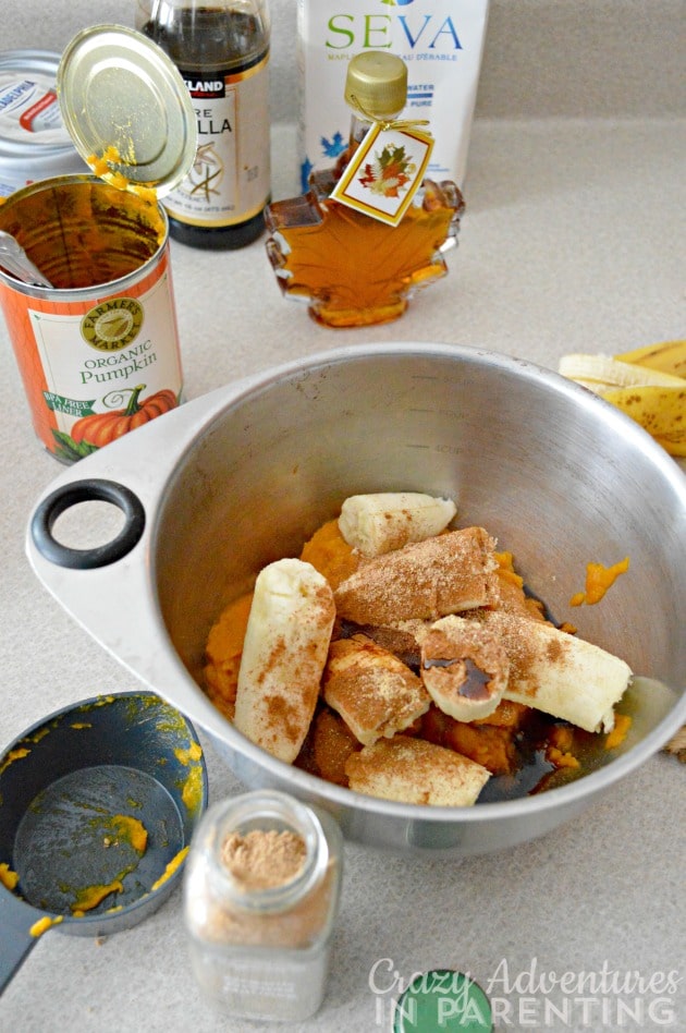 ingredients added for the pumpkin pie cupcakes