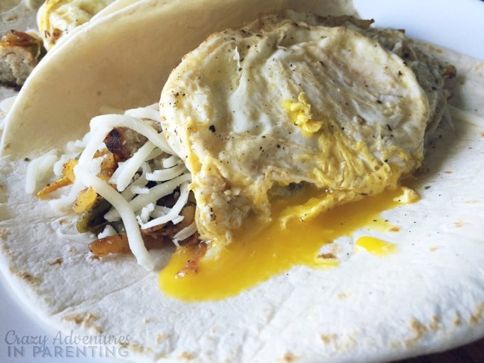 over-easy egg breakfast wrap
