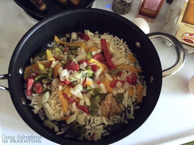 saute potatoes peppers and garlic together