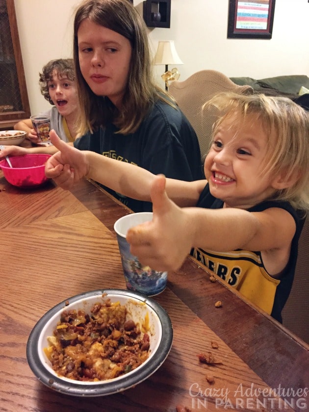 two thumbs up for dad's chili