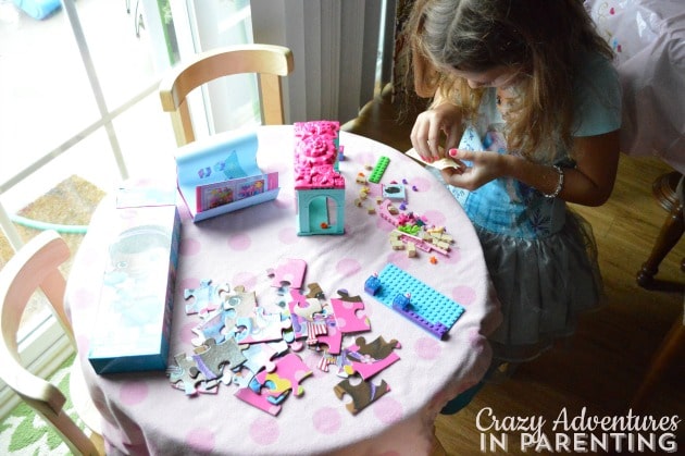 DisneyKids Princess Playdate activity table with MegaBloks and Disney Tower Puzzle