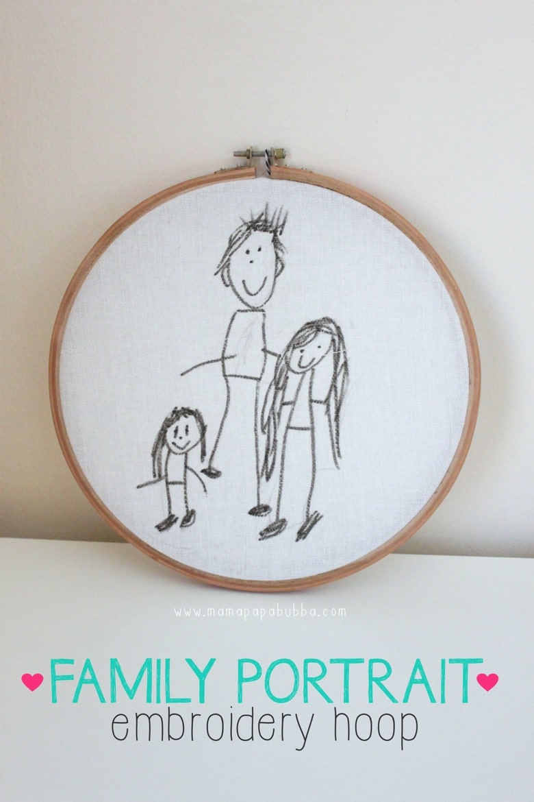 Family Portrait Embroidery Hoop
