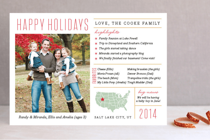 Fun Facts holiday photo cards