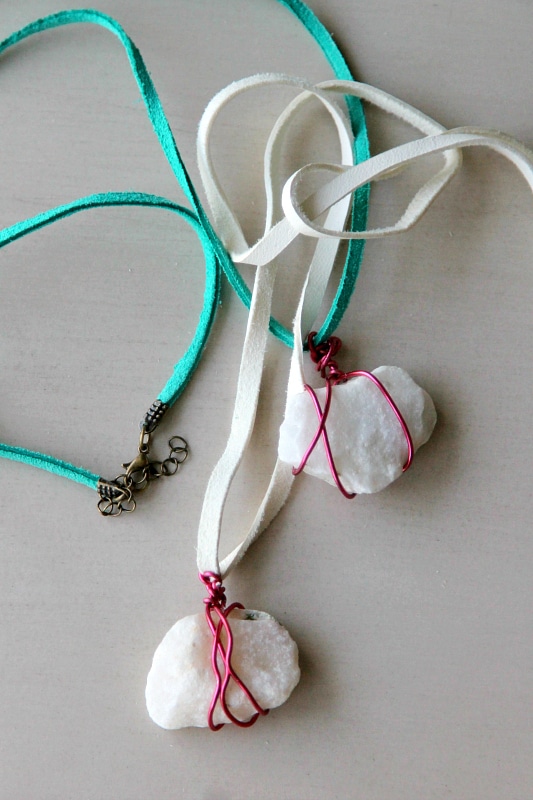 wire-wrapped rock necklace