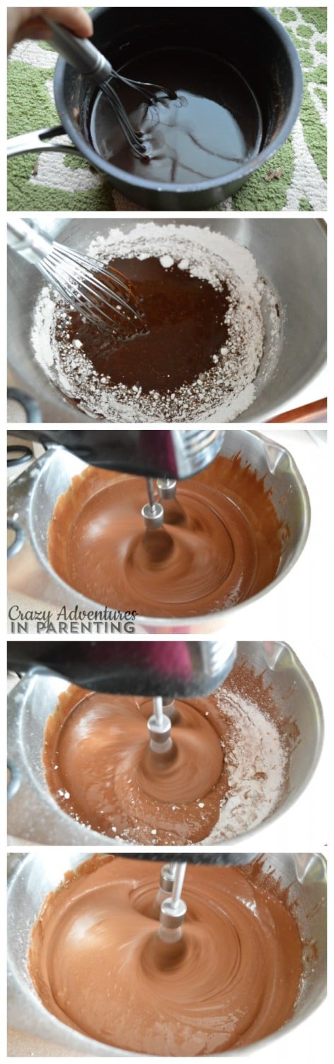 Mixing the fudge with confectioners sugar