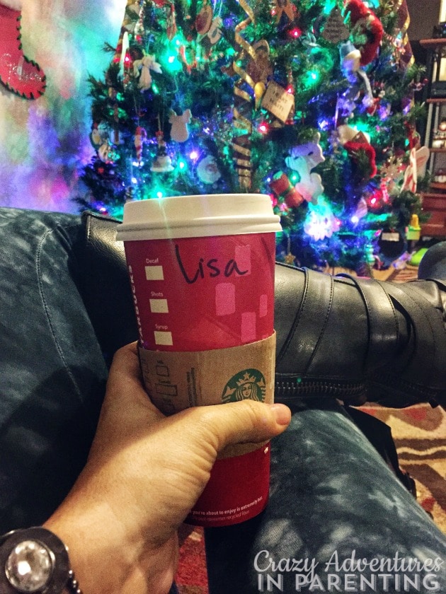 coffee boots and leggings by the tree