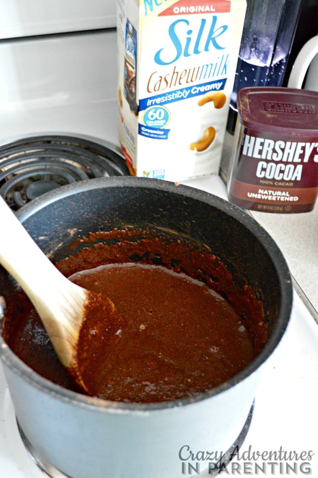 mixing ingredients for fudge