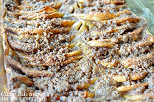 Cinnamon Roll Pancake Bake close up