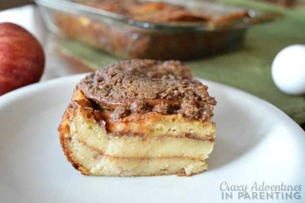 Cinnamon Roll Pancake Bake on a plate