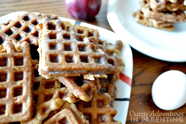 Glazed Apple Fritter Waffle Doughnuts plated