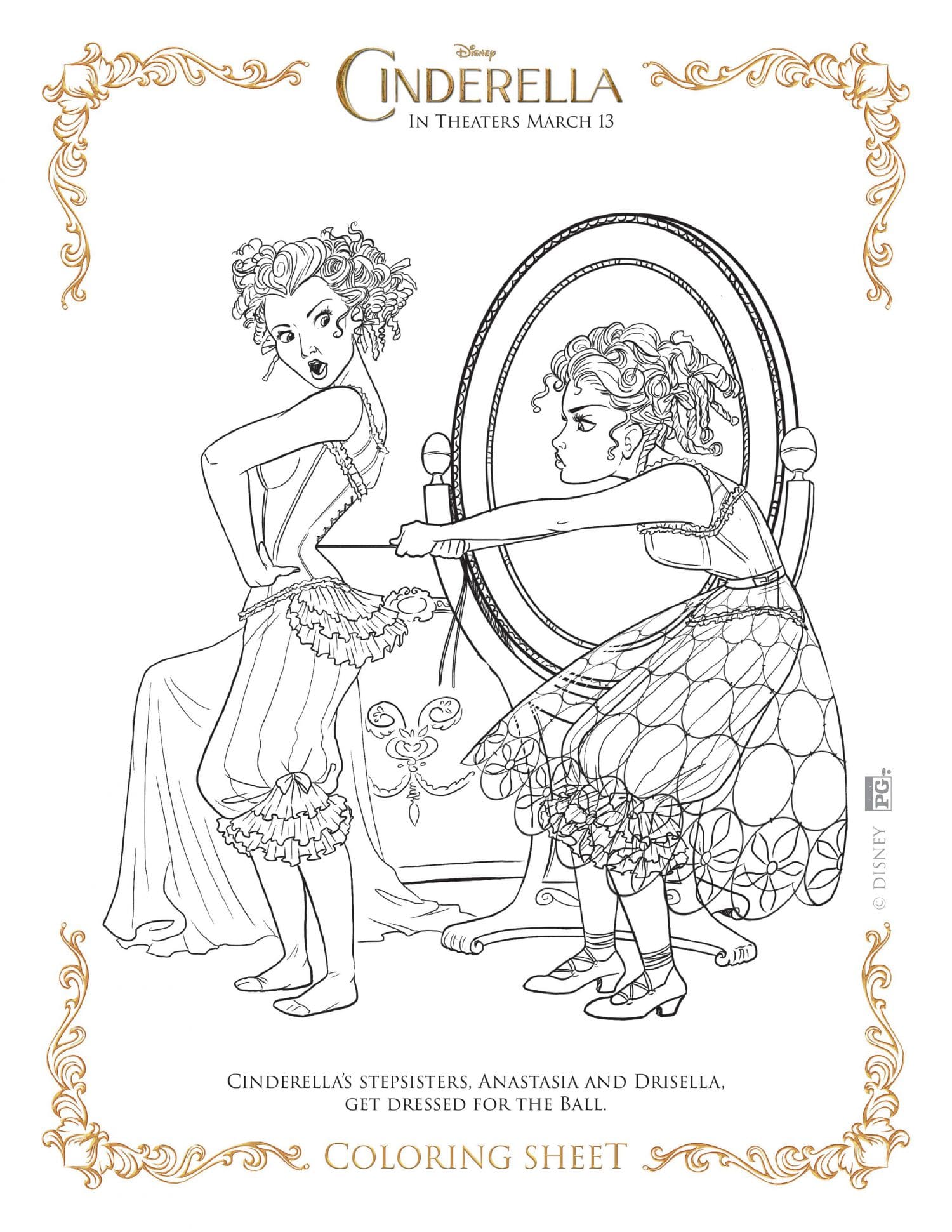 Cinderella coloring page - stepsisters