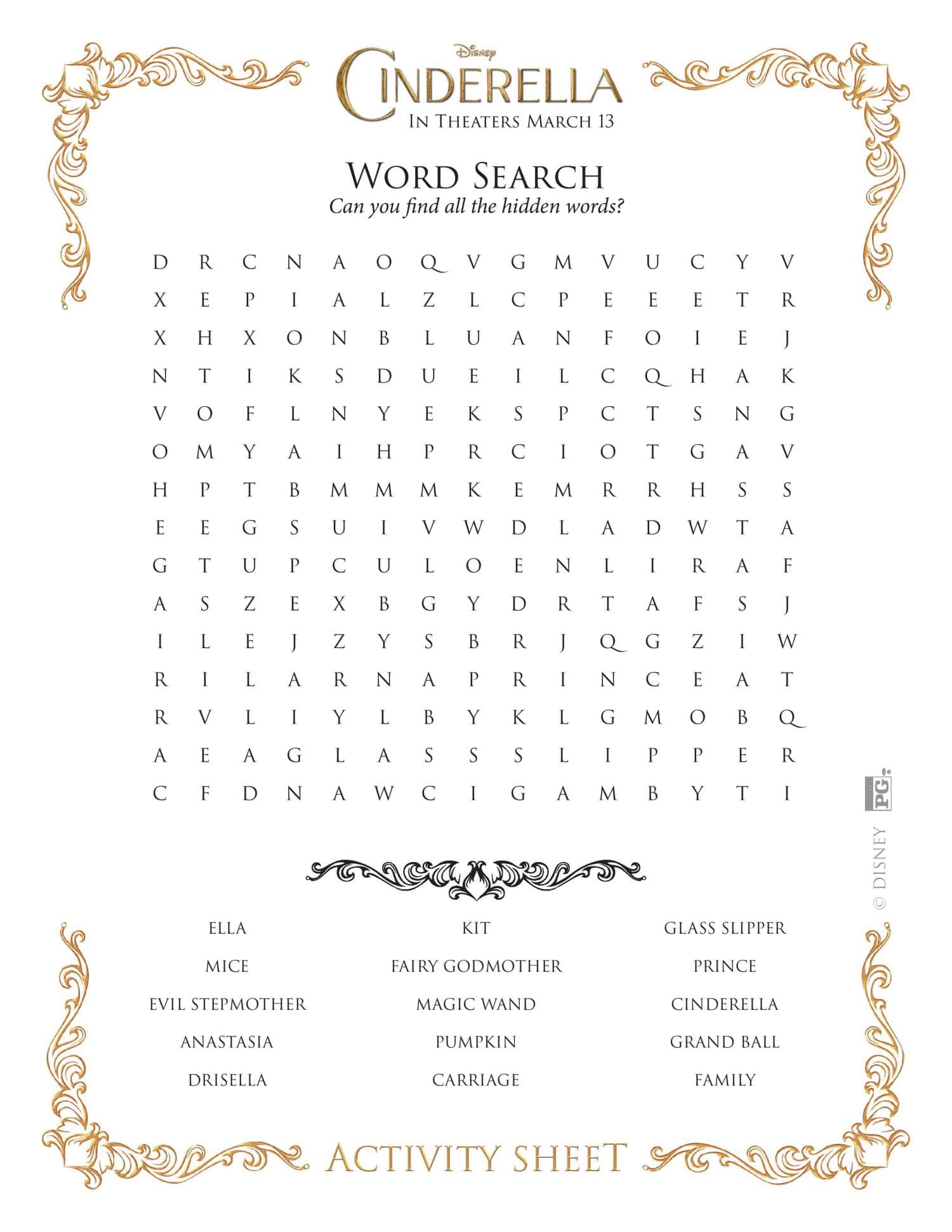 Cinderella word search