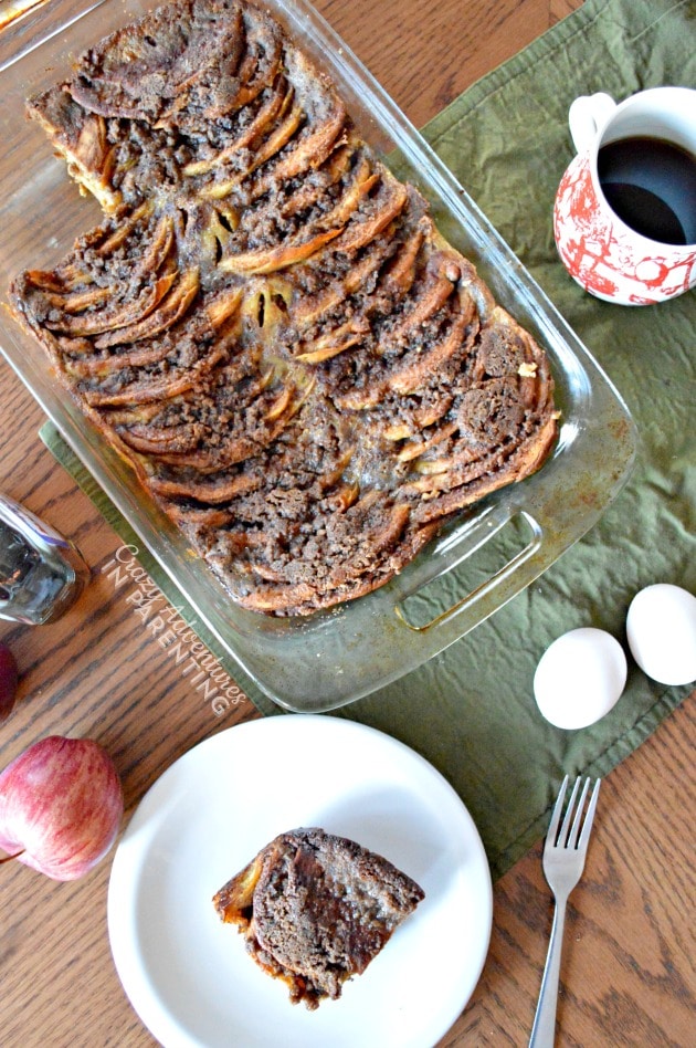 Cinnamon Roll Pancake Bake served for breakfast