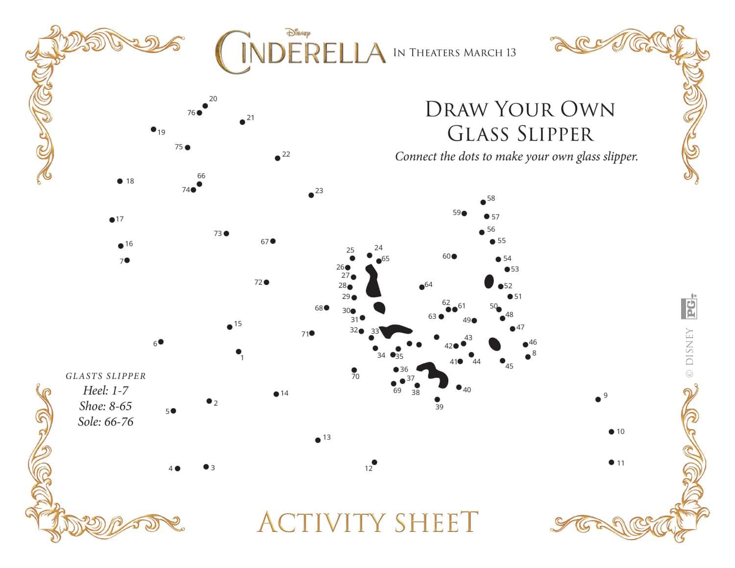 Draw your Own Glass Slipper Cinderella connect the dots
