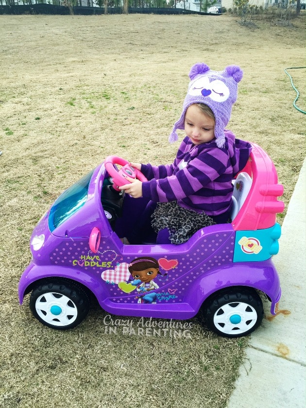 my sweetie baby in her motorized car