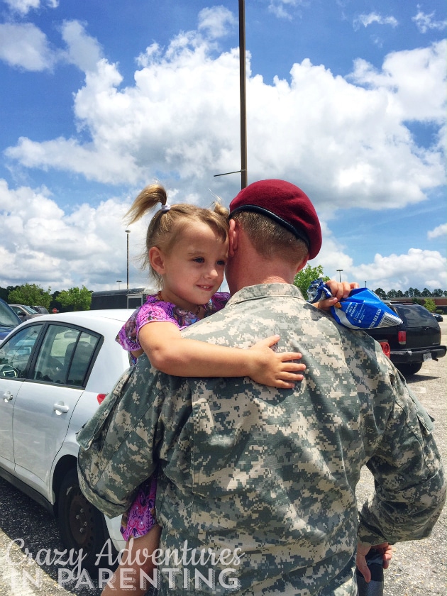 Baby V hugging daddy - Veterans Day