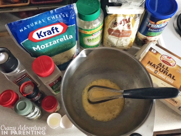 beating eggs for spinach balls