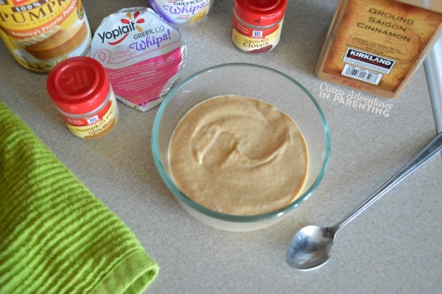 pumpkin yogurt dip mixed and ready