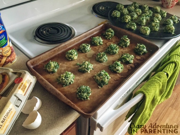 spinach balls ready for the oven