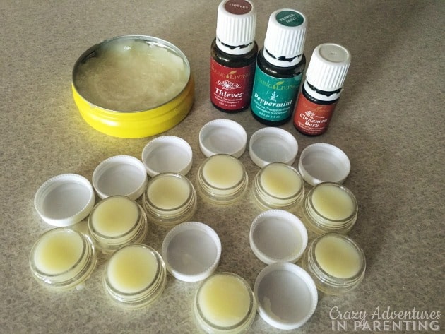 Homemade lip balm in containers