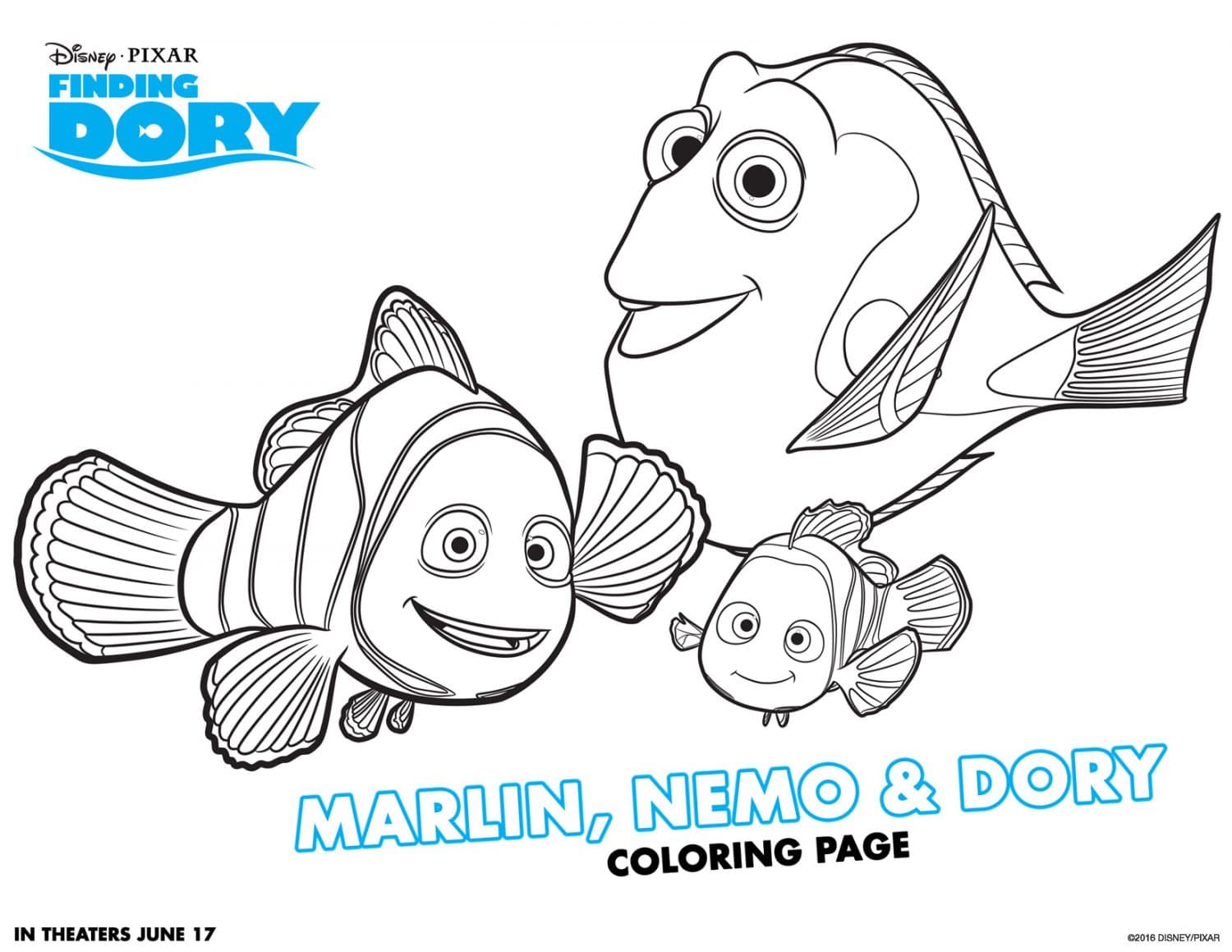 Finding Dory Coloring Page 1
