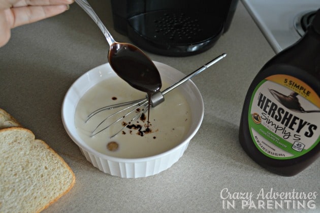 Adding Hershey's Simply 5 to French toast mixture