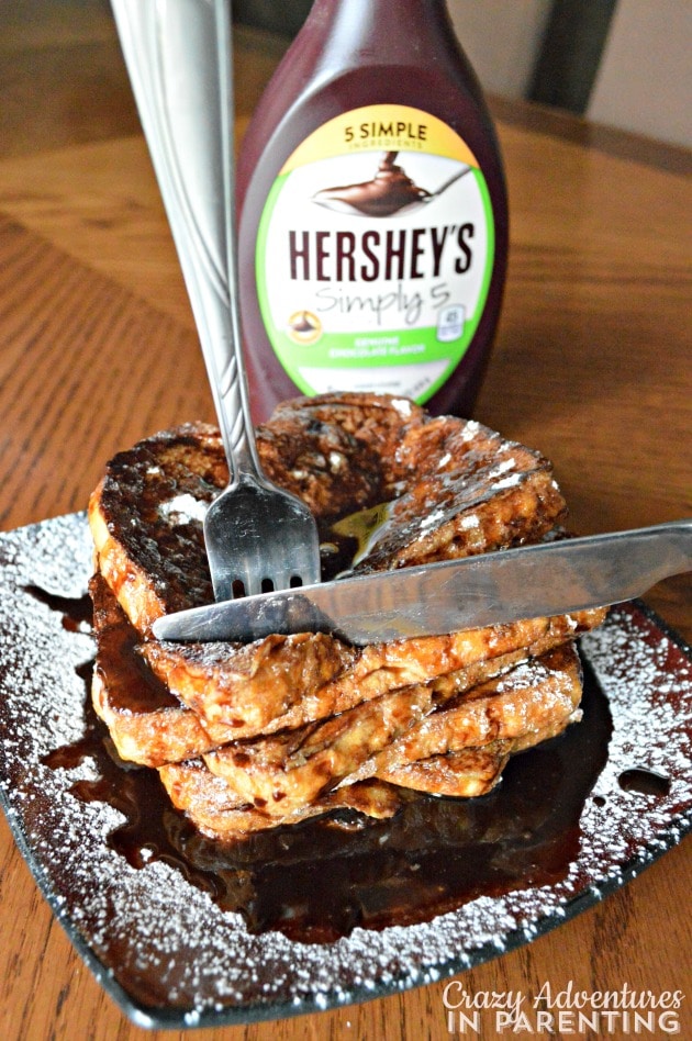 Cutting into chocolate French toast