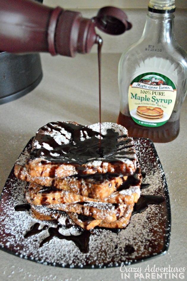 Drizzle Hershey's Simply 5 syrup over chocolate French toast