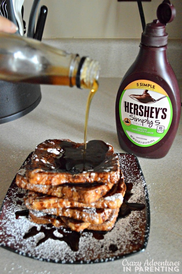 Drizzle syrup over chocolate French toast