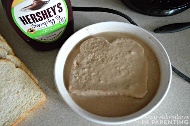 Flip bread in chocolate french toast mixture