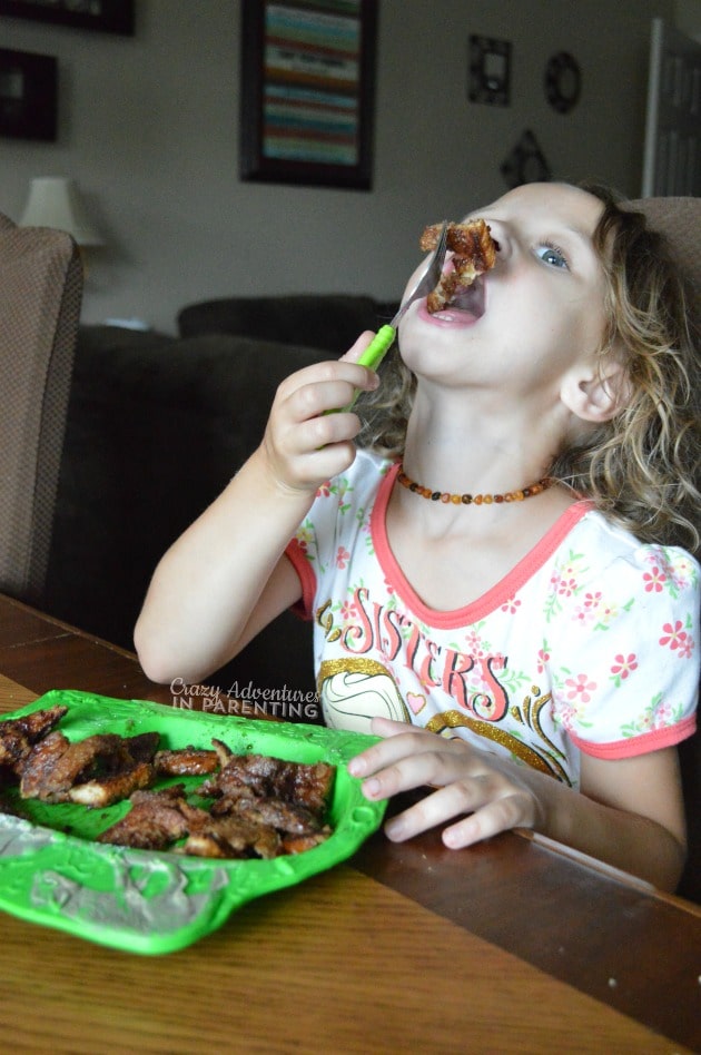 enjoying the chocolate French toast