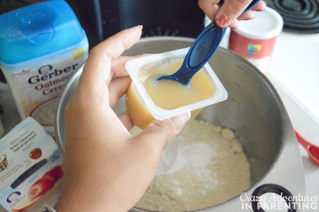 adding Gerber applesauce to doughnut ingredients