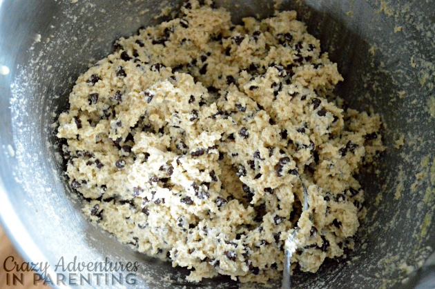 oatmeal chocolate chip doughnut dough prepared