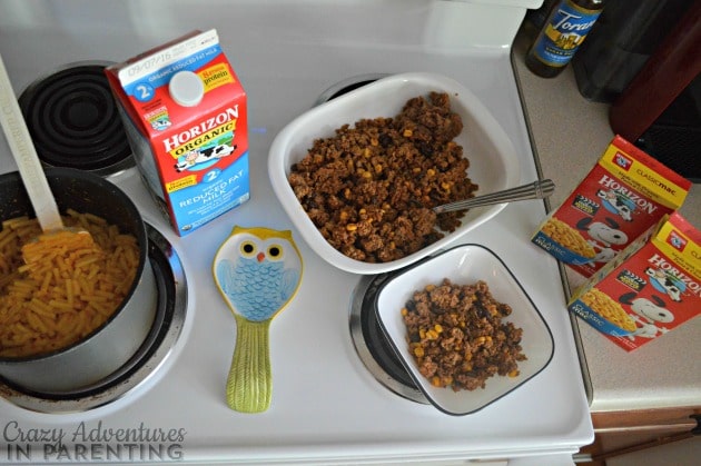 Preparing leftover taco meat for taco macaroni