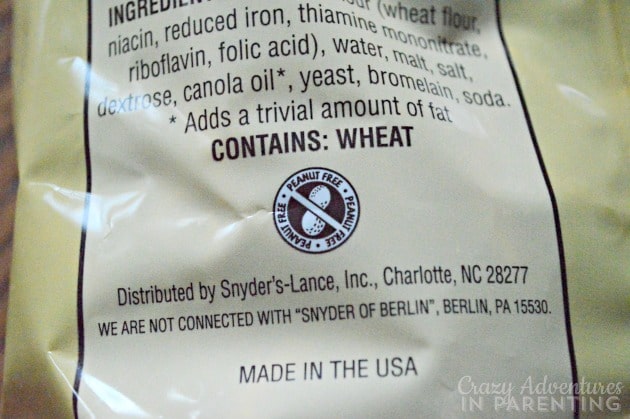 Snyder's of Hanover peanut-free packaging