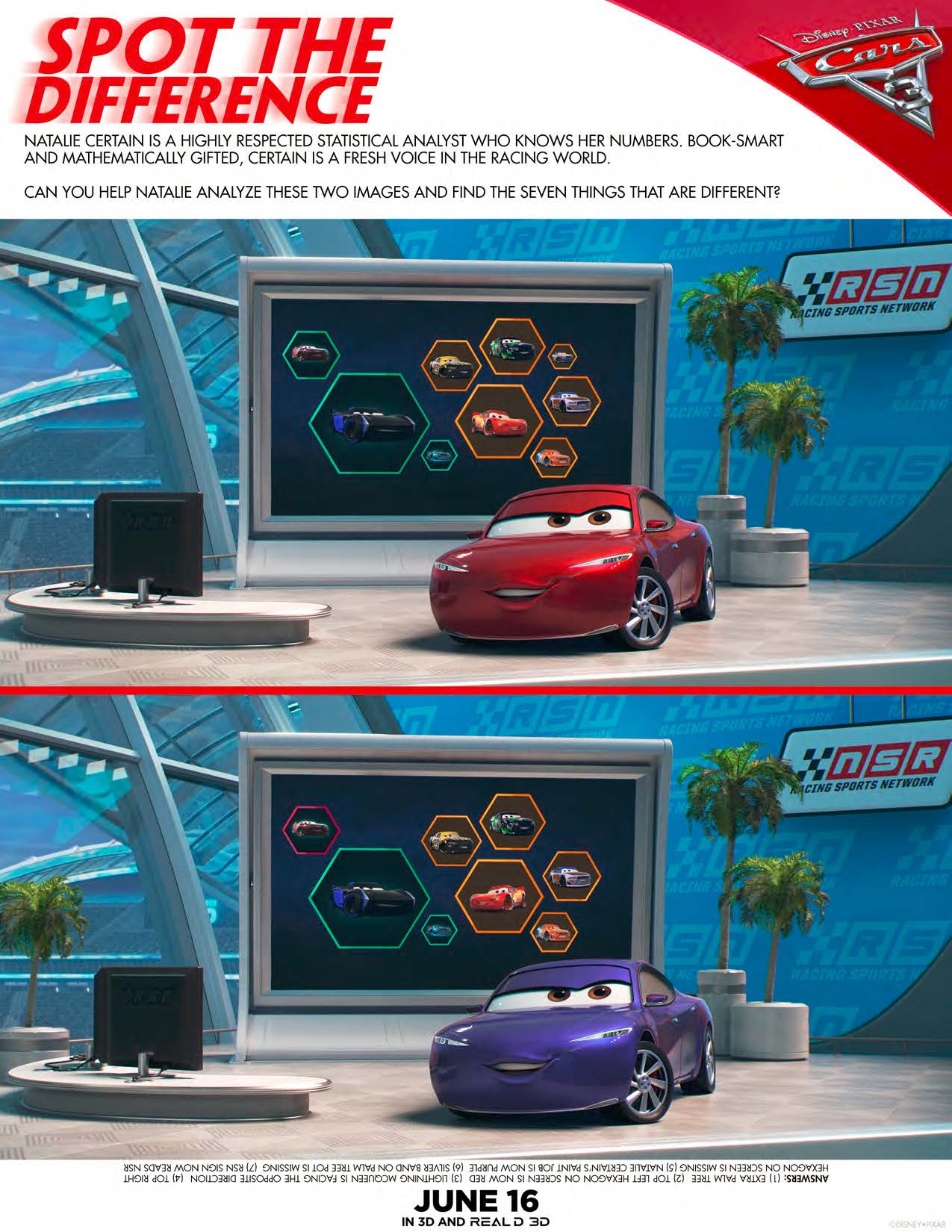 Cars 3 Activity Sheet - Spot the Difference