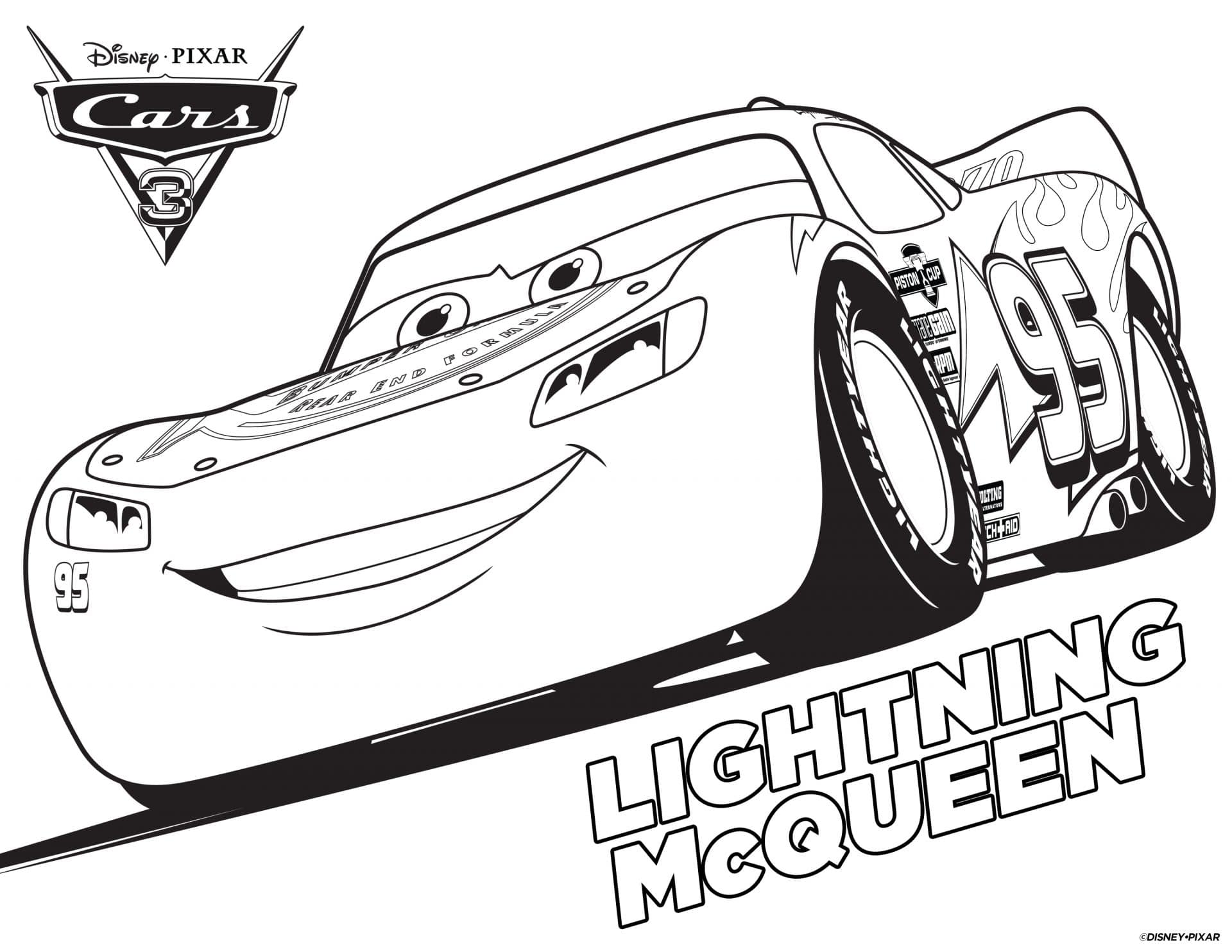 Cars 3 Coloring Page - Lightning McQueen