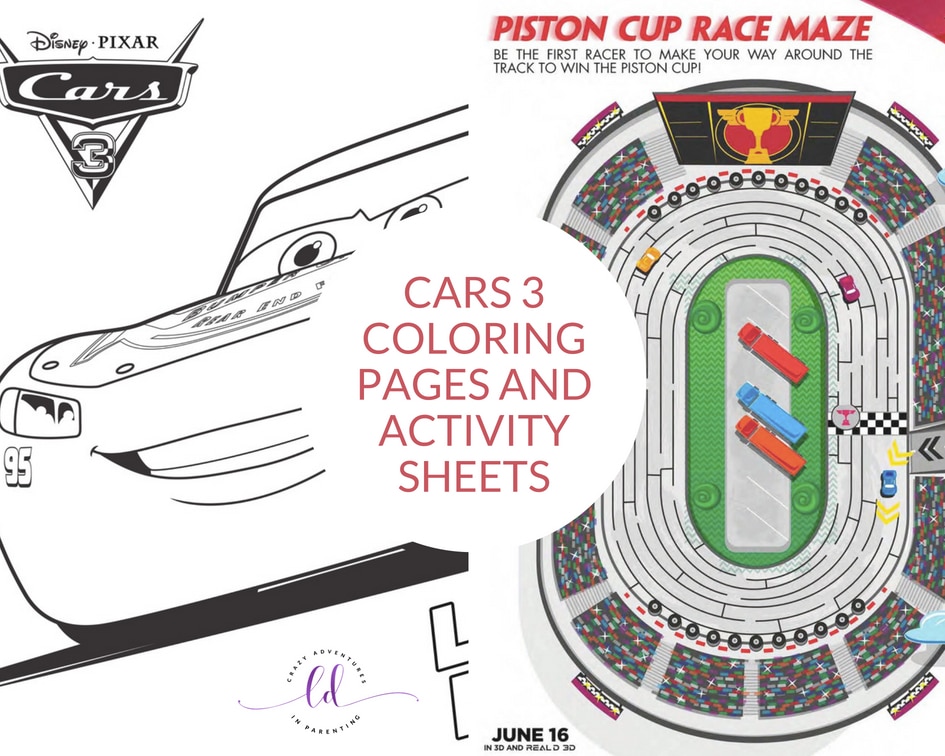 Cars 3 Coloring Pages and Activity Sheets