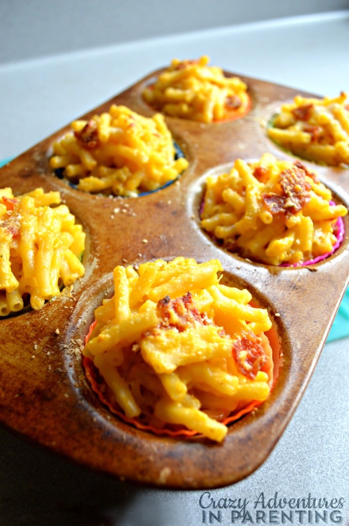 Mac and Cheese Pizza Muffins fresh from the oven