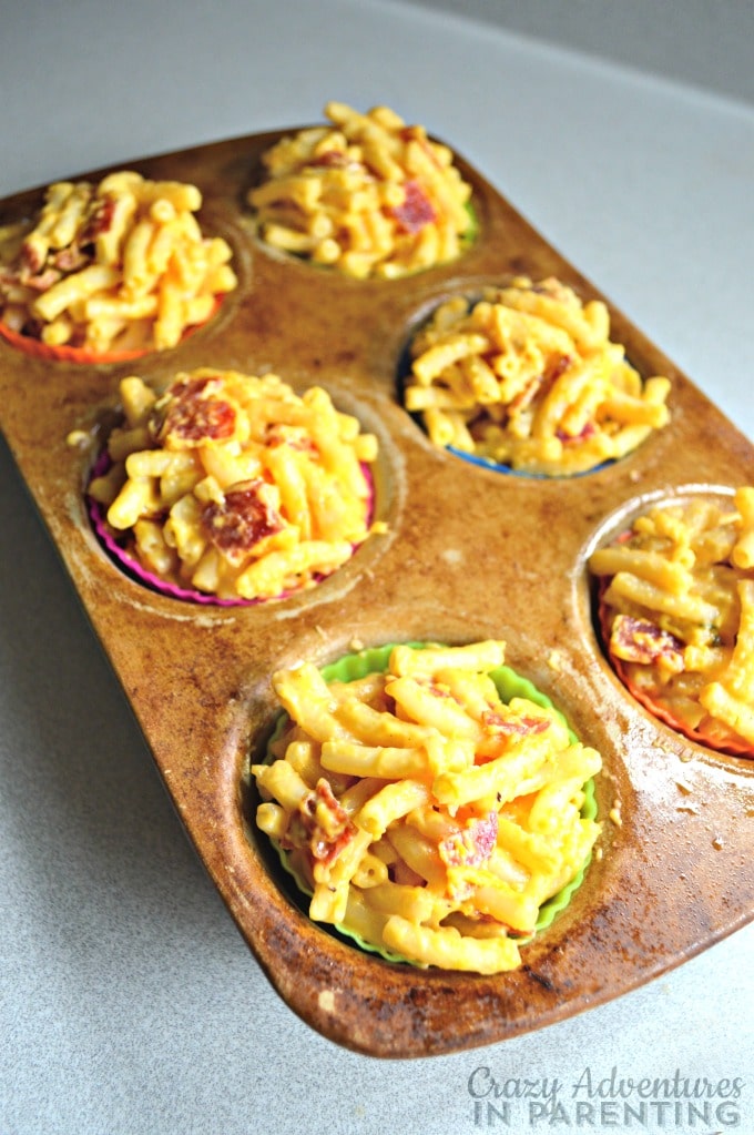 Mac and Cheese Pizza Muffins ready to bake